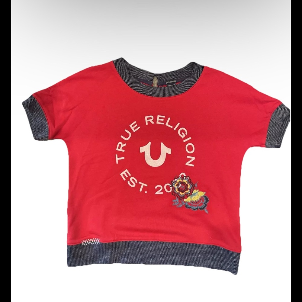 True Religion Active Dolman Tee Lipstick Color French Terry Girl sz L NWT